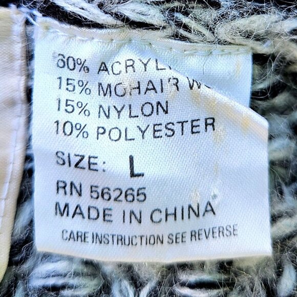 Vintage 1980s Novo Knit Sweater Mohair Blend V Neck Graphic Pullover - Picture 6 of 13